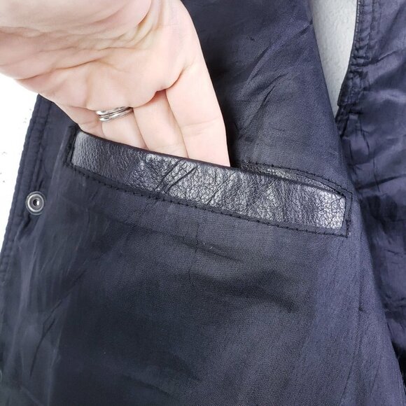 Vintage 90s y2k Black Leather Snap Front Vest Lace Up Sides V-Neck Men's SIze 44 - Picture 8 of 11